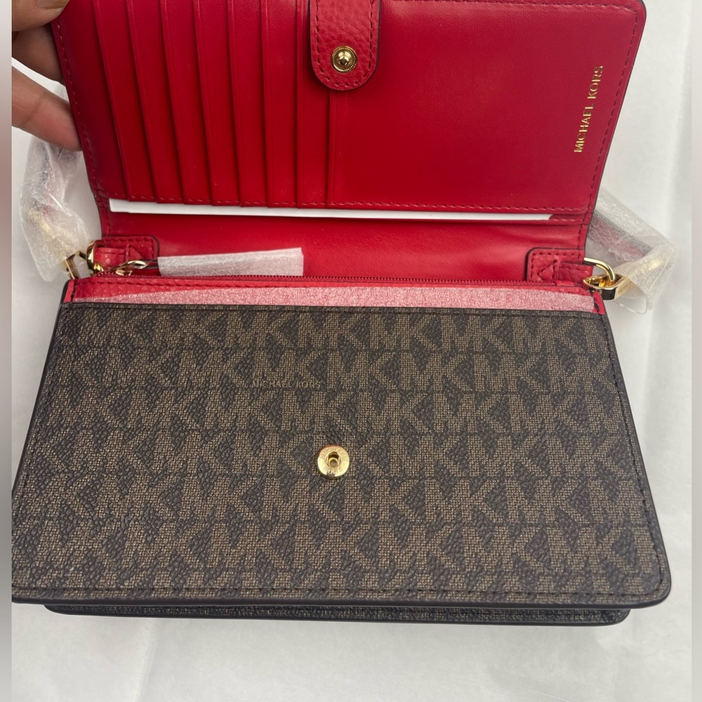 MICHAEL KORS~Jet Set Small Studded Faux Leather & Logo Smartphone Crossbody Bag - Picture 3 of 6